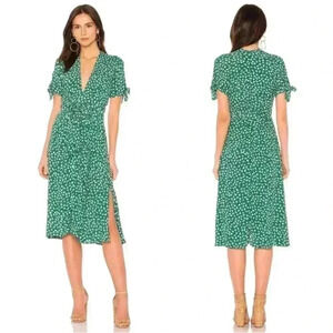 Faithfull the Brand Green Floral Midi Dress NWT